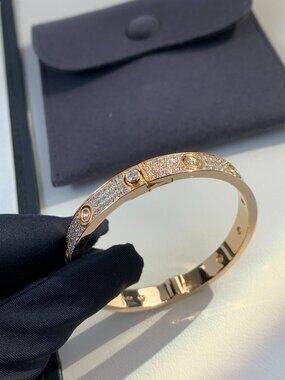 Cartier's Pave Love Bracelet Size 18